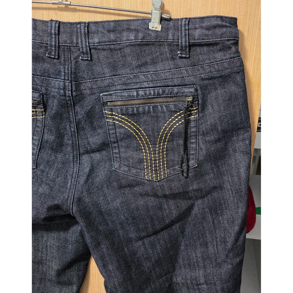 Awak Jeans Womens 20W Dark Wash Denim Crop Pants Gold Stitching Zipper Ankles‎ - Picture 5 of 6